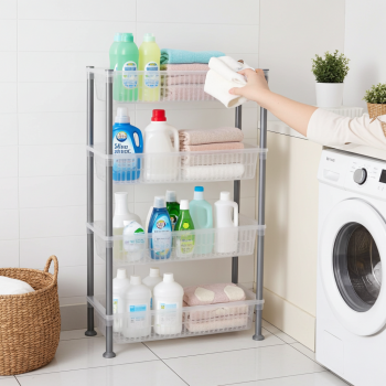 Етажерка вузька пластикова Bursev 5158 91 Прозора, 19,5×50×80 см