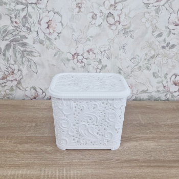 Кошик з кришкою Ажур 3,5 л білий