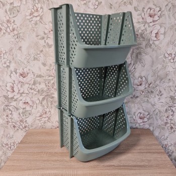 Етажерка модульна з 3 секцій, Зелена, 35×30×75 см