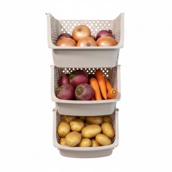 Етажерка модульна з 3 секцій, Бежева, 35×30×75 см