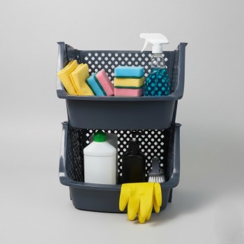 Модульна етажерка з 2 секцій, Графітова, 35×30×50 см