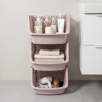 Етажерка модульна з 3 секцій, Пудра, 35×30×75 см