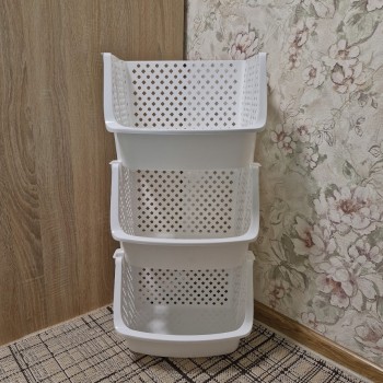 Етажерка модульна з 3 секцій, біла, 35×30×75 см Етажерка модульна з 3 секцій, біла, 35×30×75 см