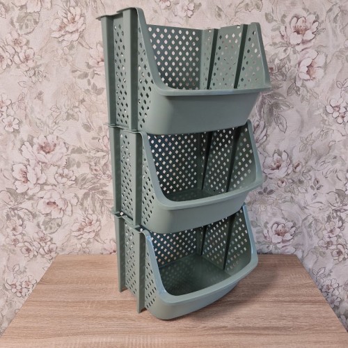 Этажерка модульная из 3 секций, Зеленая, 35×30×75 см