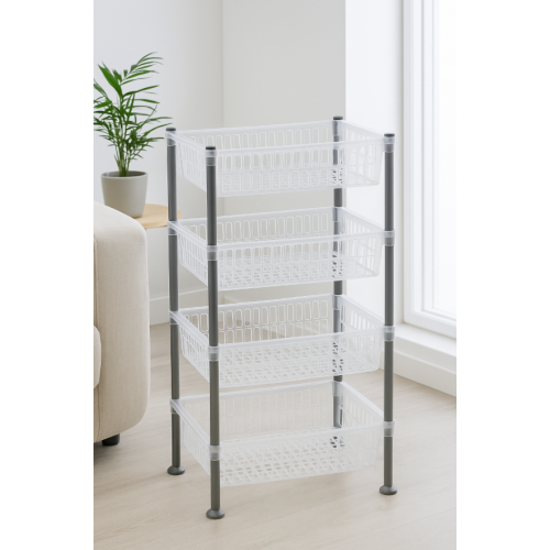 Этажерка пластиковая Bursev 5158 92 Прозрачная 39,5×30×80 см