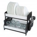 Сушка для посуду дворівнева із двома піддонами R-plastic Чорно-білий