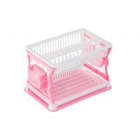 Сушка для тарелок двухъярусная R-plastic Бело-розовая