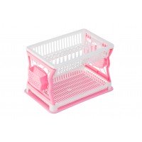 Сушка для тарелок двухъярусная R-plastic Бело-розовая