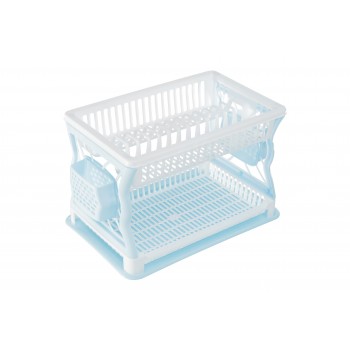 Сушка для тарілок двох'ярусна R-plastic Біло-блакитна