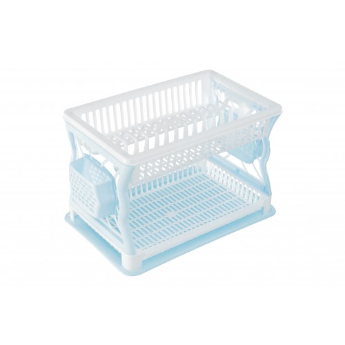 Сушка для тарілок двох'ярусна R-plastic Біло-блакитна