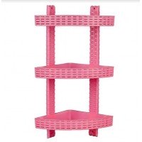 Полка угловая R-plastic Ротанг 3 яруса Розовый
