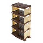 Полиця для взуття R-plastic Ротанг 5ярусная Бежево-коричнева Полиця для взуття R-plastic Ротанг 5ярусная Бежево-коричнева