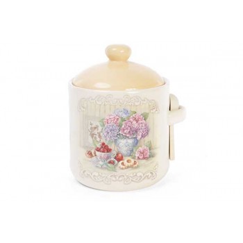 Банка керамическая с ложкой Bona Di Гортензия 400 мл Банка керамическая с ложкой Bona Di Гортензия 400 мл