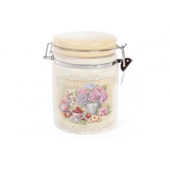 Банка керамическая с клипсой Bona Di Гортензия 600 мл