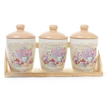 Набор из 3х банок керамических Bona Di Гортензия 650 мл
