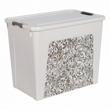 Контейнер Алеана Smart box з декором Home 40 л Біла троянда-Какао