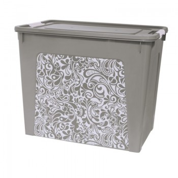 Контейнер Алеана Smart box з декором Home 40 л Какао-Біла троянда