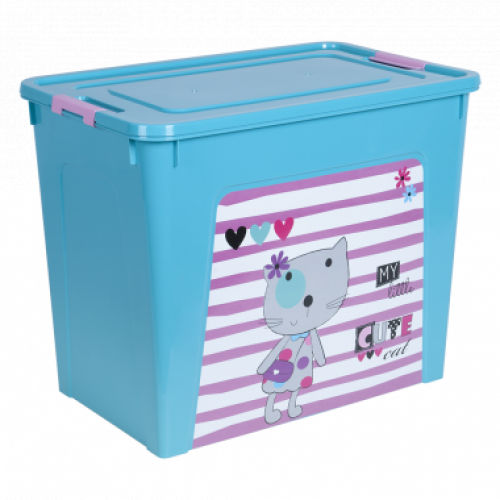 Контейнер Алеана Smart box с декором Pet Shop 40 л Бирюзовый-Бирюзовый