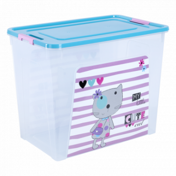 Контейнер Алеана Smart box з декором Pet Shop 40 л Прозорий-Бірюзовий