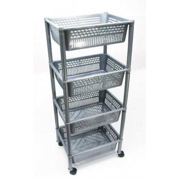 Етажерка пластикова на колесиках Консенсус K4-7 Металік 39*30 см
