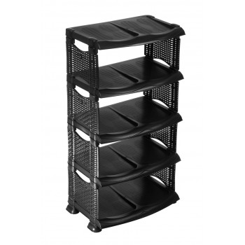 Полиця для взуття R-plastic Ротанг 5ярусная Чорна