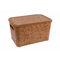 Кошик з кришкою для зберігання Ажур 12 л Коричневий Кошик з кришкою для зберігання Ажур 12 л Коричневий