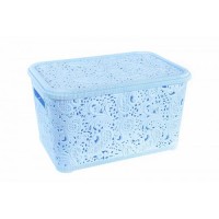 Кошик з кришкою для зберігання Ажур 12 л Блакитний Кошик з кришкою для зберігання Ажур 12 л Блакитний