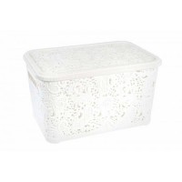 Кошик з кришкою для зберігання Ажур 12 л Білий Кошик з кришкою для зберігання Ажур 12 л Білий