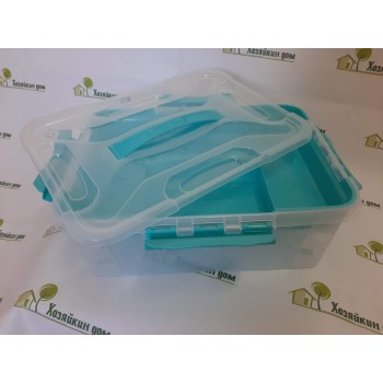 Контейнер A4 з блакитною вкладкою для шкільного приладдя 37×27×14 см