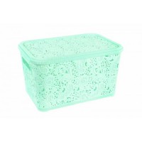 Корзина с крышкой для хранения Ажур 4,7 л Мятный