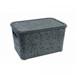 Кошик з кришкою для зберігання Ажур 12 л Металік