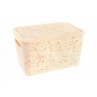 Кошик з кришкою для зберігання Ажур 12 л Бежевий Кошик з кришкою для зберігання Ажур 12 л Бежевий