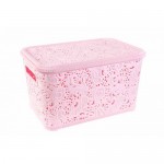 Кошик з кришкою для зберігання Ажур 12 л Рожевий