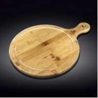 Сервірувальна кругла дошка з ручкою Wilmax Bamboo WL-771103 Сервірувальна кругла дошка з ручкою Wilmax Bamboo WL-771103