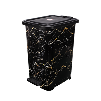 Відро з педаллю вузьке Elif Чорний мармур 25 л 348-23